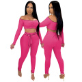 Superstsrer Wholesale Women Short and Pants One Shoulder Two Piece Set